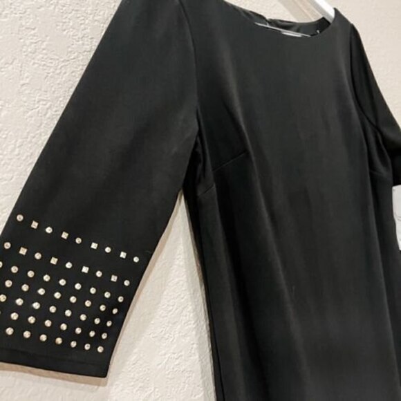 Eliza J Black Shift Dress with Gold Stud Embellishment size 12 cocktail dress - Picture 2 of 8